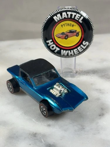 Vintage 1968 Hot Wheels Redline Python Blue USA Base Ed Big Daddy Roth Mattel