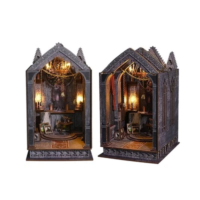 MARKENLOS 3D Holz Puzzle Bücherregal Dekor Puppenhäuser Miniatur Haus DIY Book Nook Kit DE