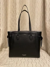 NEW Kate Spade Large Black Knot Tote Bag Pebbled Leather Travel Fits Laptop $298