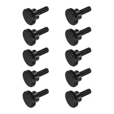 M8x18mm Black Steel Flat Head Shoulder Knurled Thumb Screws, 10 Pcs