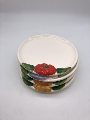 Lord & Taylor s, Plates with Raised Vegetable Designs, Lot of 4, Japan, Tomato