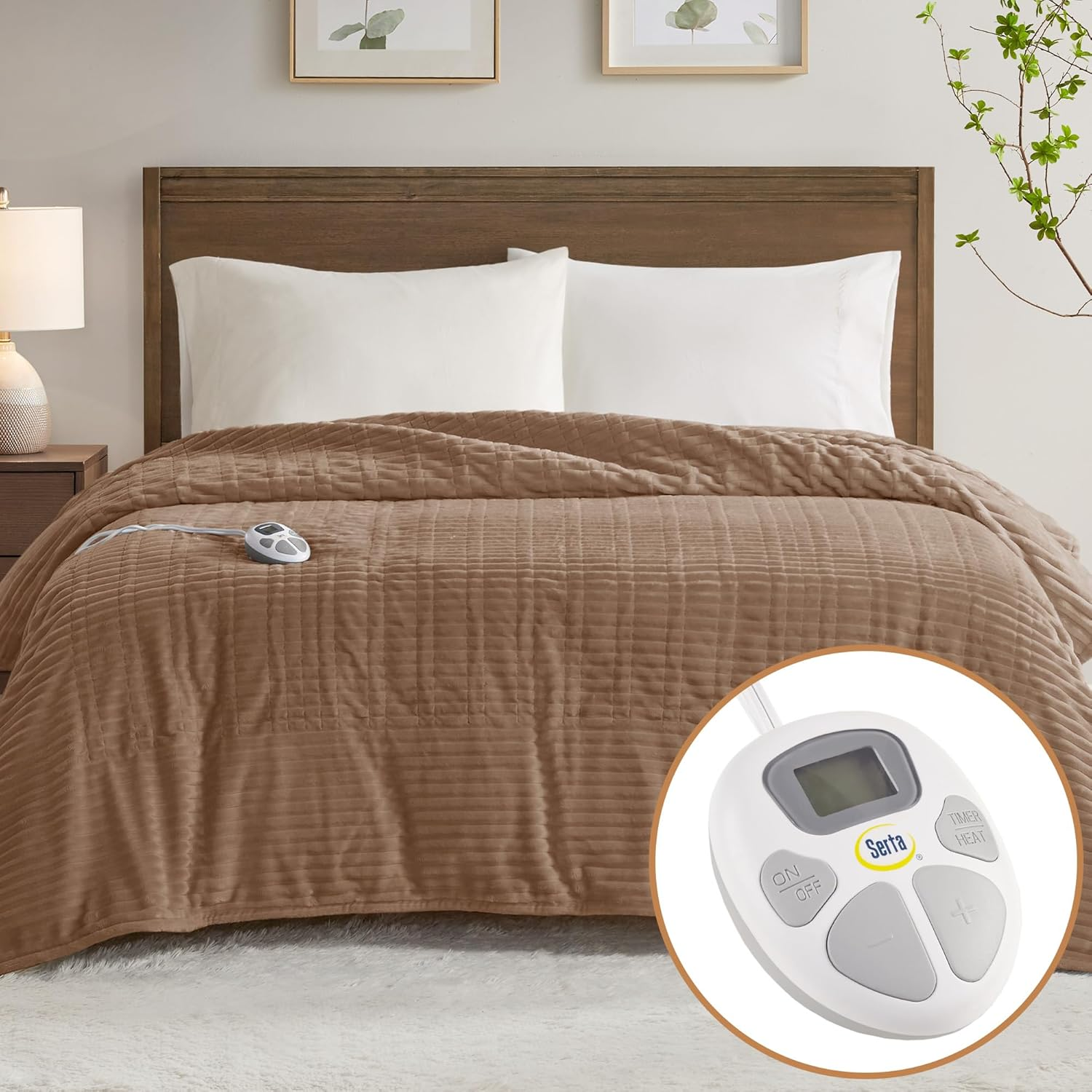 Heated Blanket, Eletric Full Size Blanket, Soft, Ribbed, Plush Heating Blanket F