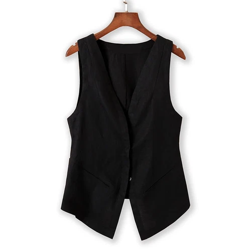Women's Fashion Short Vest Casual Button Breathable Summer Thin Waistcoat Gilet - Picture 6 of 10