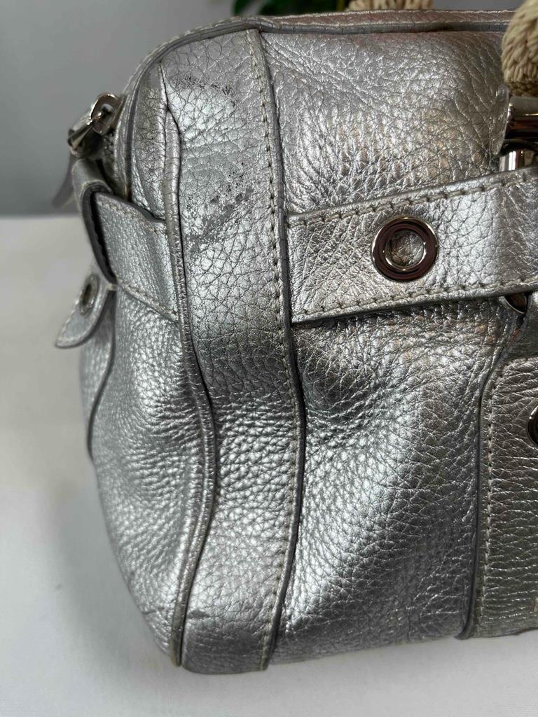 BALLY 1851 Metallic Silver Genuine Leather Hemp Straps Shoulder