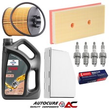 FOR VW GOLF 1.6 FSI 2004-2009 SERVICE KIT OIL AIR CABIN FILTERS & 4 PLUGS & 5L