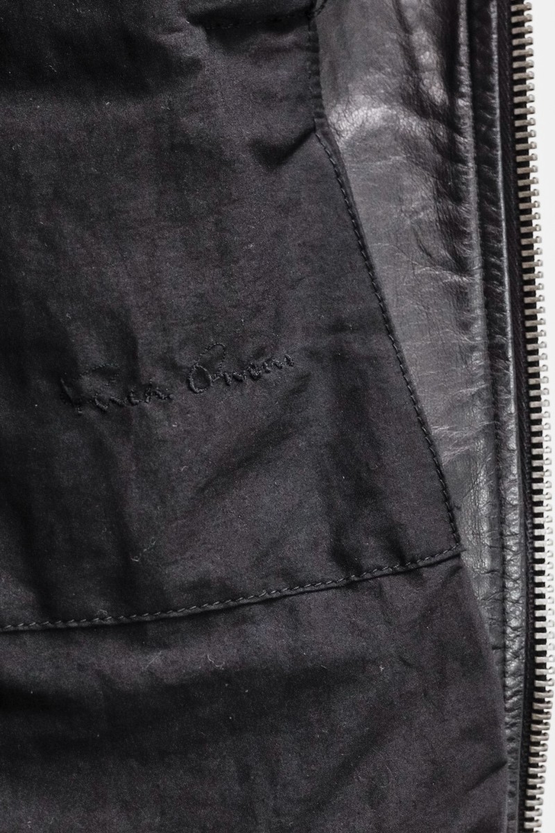Rick Owens Hooded Black Leather Jacket, Size M | eBay