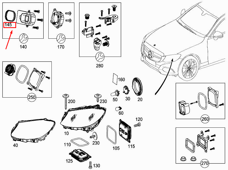 MERCEDES-BENZ C Coupe C205 Dichtung für Frontlichtgehäuse A0008262700