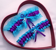 Wedding Garters Purple Turquoise Prom Garter