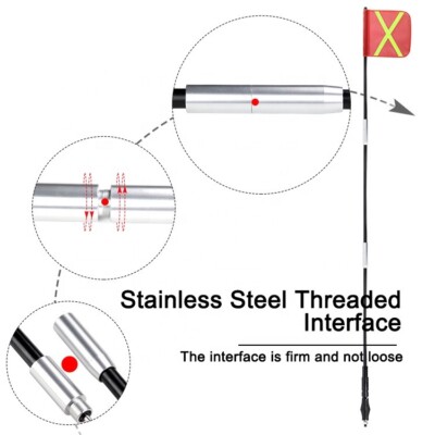 Fiberglass Safety Mining LED Antenna w/Spring Base 10ft LED Warning Flag Lights