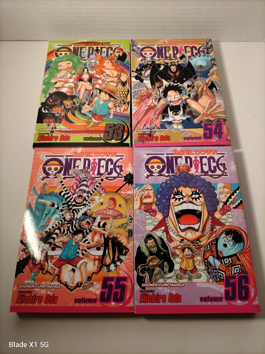 One Piece Volumes 53,54,55,56 Manga Lot of 4 Paperback Books by Eiichiro Oda