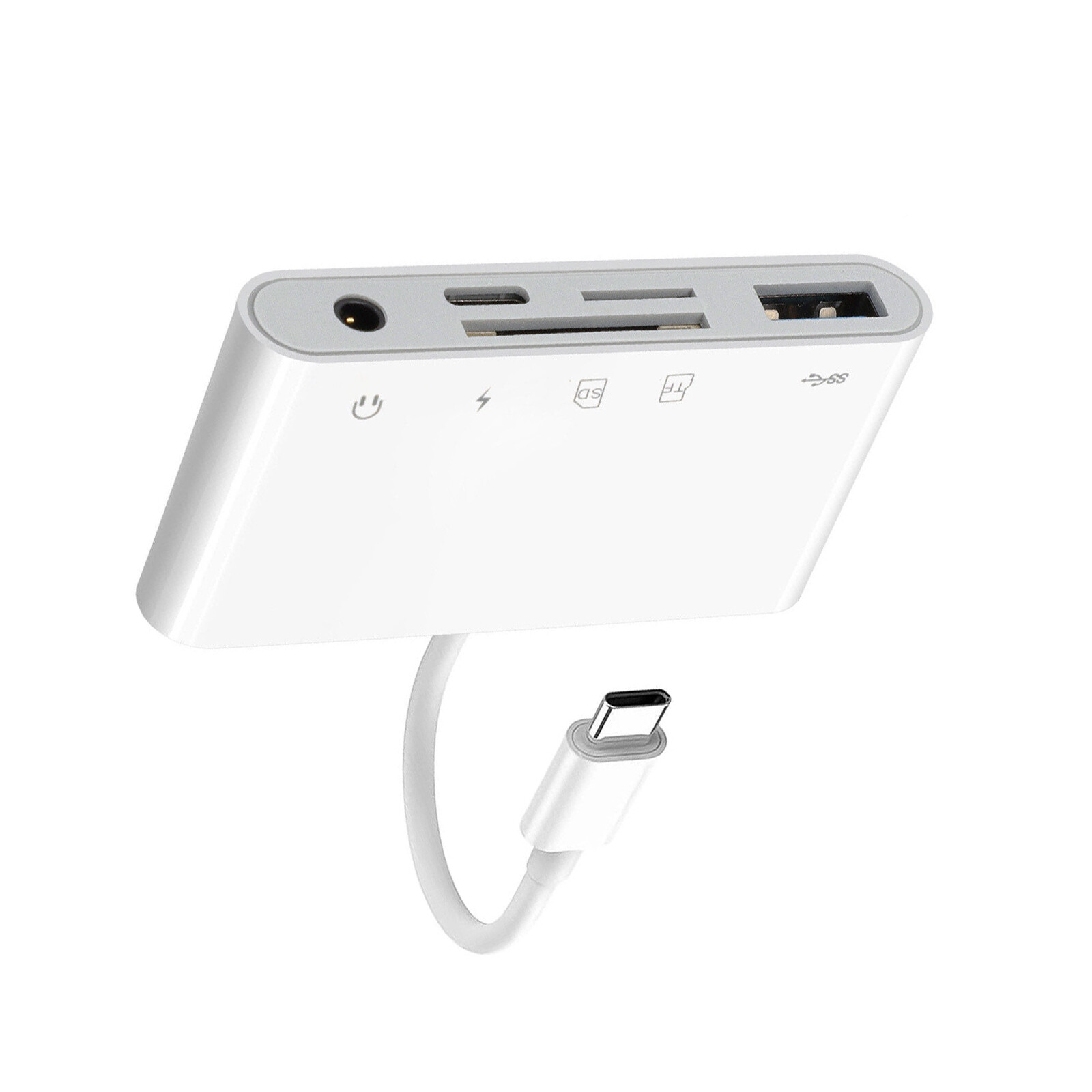 5 in 1 USB-C Memory Card Reader TF/SD Card For Phone TF+SD+3.5mm+USB3.0+TypeC