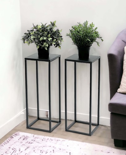 2X Supporto Per Piante In Metallo Nero 50 Cm Tavolino 96315 S - Bild 3 von 7