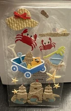 Jolee's Boutique Sand Theme Beach Crabs Castles Wagon Sticker Scrapbooking