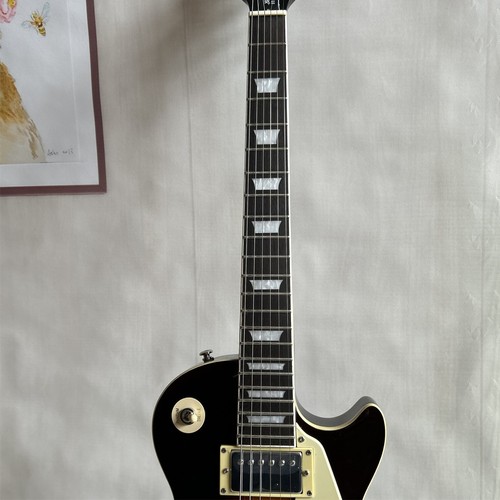 Guitarra Eléctrica LP Personalizada Ráfaga Ahumada Cromo Herrajes 6 Cuerdas Incrustación Cuadrada - Imagen 6 de 13