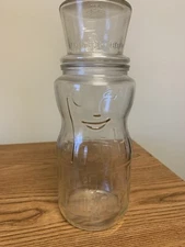 Vintage Mr. Peanut Clear Glass Jar w/Top Hat Lid 75th Birthday 1991 Collectible