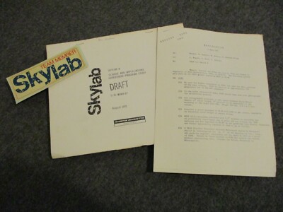 NASA MARTIN MARIETTA APOLLO/SKYLAB B ORIG DRAFT SCIENCE APP STUDY W/MEMO & DECAL