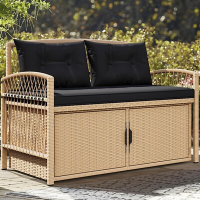 Outdoor Storage Bench With Deck Seat Cushions Syngar 35 Gallon PE