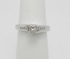 1/2CT NATURAL PRINCESS DIAMOND ENGAGEMENT WEDDING BRIDAL RING 14K WHITE GOLD
