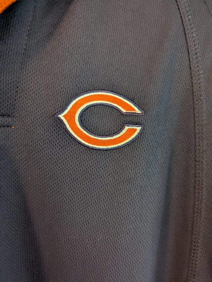 NFL Team Apparel Chicago Bears Golf Polo Navy Blue Orange Shirt Men's Large - Image 3 of 4