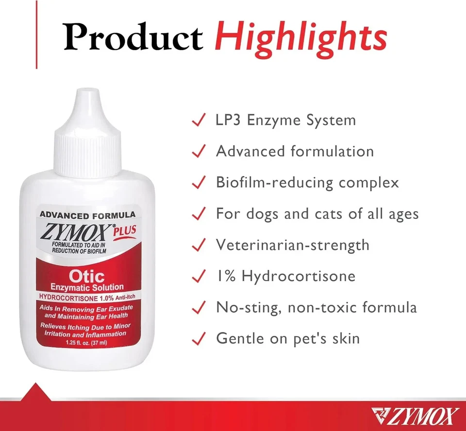 Advanced Plus Enzymatic Otic Ear Solution para perros y gatos con hidrocortisona Foto 3 de 4