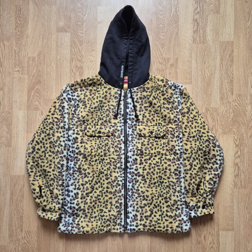 Veste chemise à capuche zippée polaire léopard suprême taille moyenne FW23
