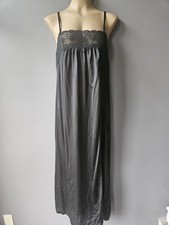 Scarce 80s Vintage Lorraine Nightgown Lingerie Slip Dress Black Lace Satin Sz S
