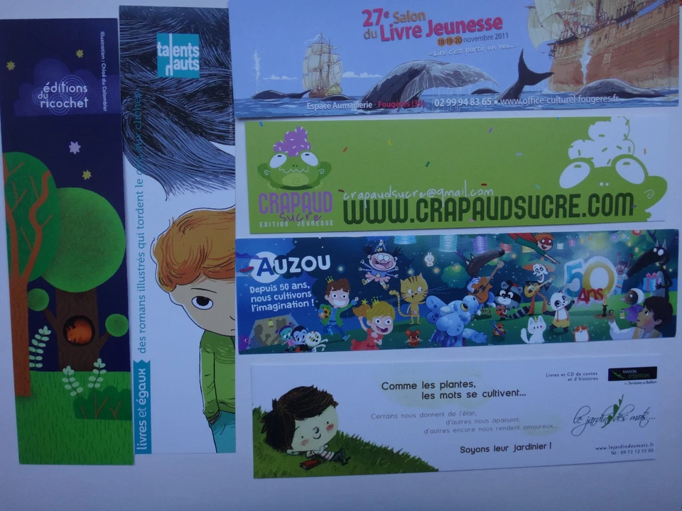 lot de 20 marque-pages livres jeunesse - salons, éditeurs ... - Photo 4/4