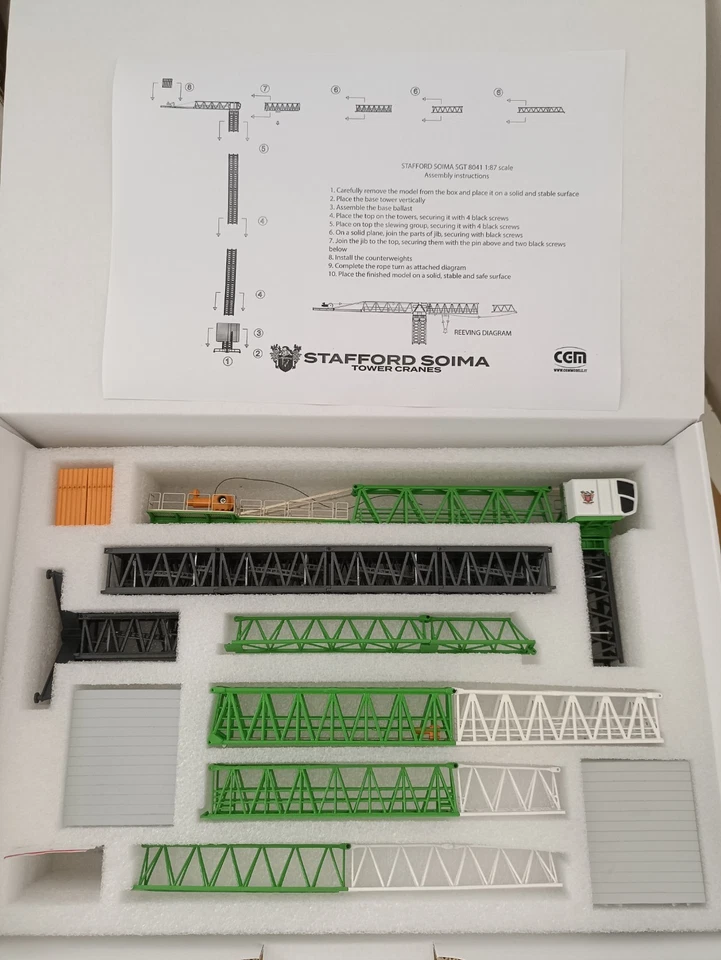 STAFFORD CRANE STF 8041 CGM Models baukran grue a tour gru torre H0 SCALE Wsi - Immagine 2 di 4