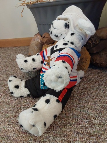 2001 VINTAGE THE Bear Factory Plush Stuffed Dalmatian Hockey Jersey Rare Dog Toy - Picture 4 of 8