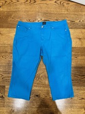 Faded Glory Size 18w 98 Cotton Gorgeous Blue Capri Pant W/ Rhinestone Accents