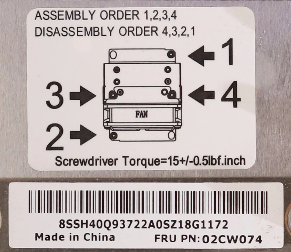 Lenovo Thinkstation P720/P920 Workstation CPU Fan and Heatsink FRU P/N: 02CW074 - Image 3 of 3