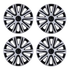16 4pcs Wheel Covers Full Rim Hub Caps Fit R16 Tire Steel Wheels Black Silver