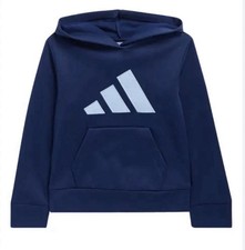 Adidas Hoodie Lg 14/16 Boys Youth Dark  Light Blue Regular Fit Fleece Inside