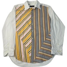 Etro gestreiftes Patchwork Hemd Knopfleiste bunt Herren Small
