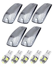 5x Smoke Roof Cab Marker Lights Lens w/LED Bulbs White For Chevy For GMC 1988...