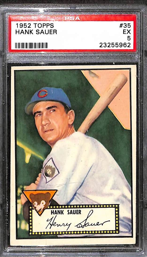 1952 Topps #35 HANK SAUER PSA 5 EX 23255962