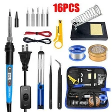 16PCS 80W Digital Electric Soldering Iron Kits Welding Gun Tool Solder Pump USA
