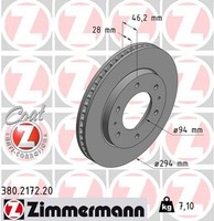 2X Bremsscheibe Coat Z Zimmermann 380.2172.20 FüR L200 Mitsubishi Triton Pajero