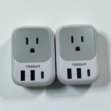 European Travel Plug Adapter 2 Pack, TESSAN US to Europe Power Adapter Open Box