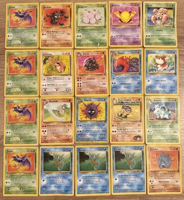 Pokémon TCG Team Fossil Jungle Bundle x 15 WOTC Vintage Heavy Played / Damaged 