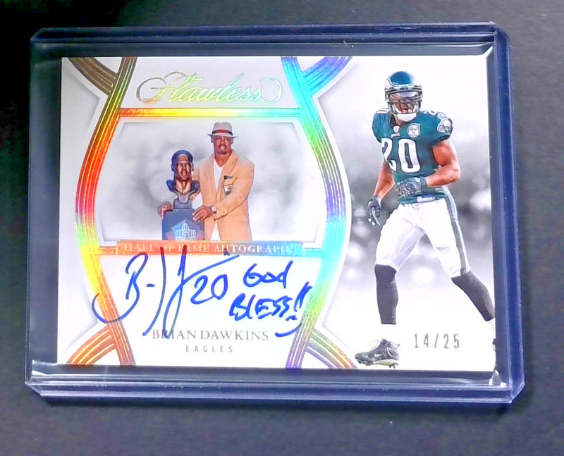 2025 Panini Flawless Brian Dawkins Auto /25 Hall of Fame Auto “God Bless” EAGLES