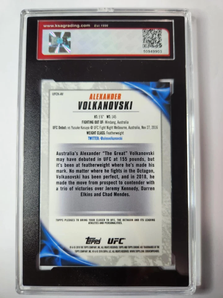 2019 Topps Chrome UFC Knockout Alexander Volkanovski RC Rookie Refractor KSA 10 - Image 2 of 2