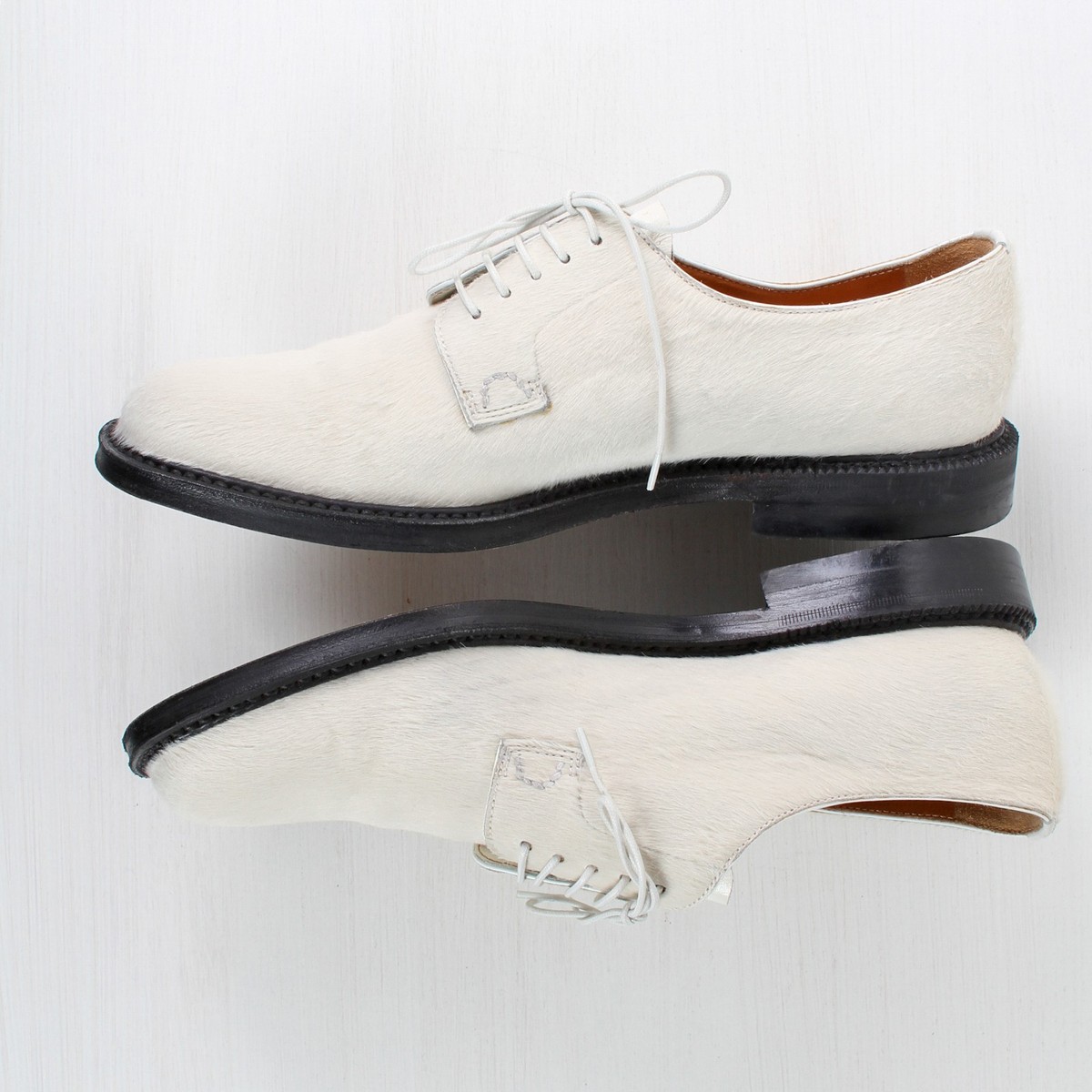 Church's Shannon Derby Shoes Womens EU 38 White Calf Hair Pony