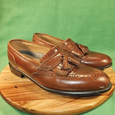 FRENCH SHRINER BROWN WING TIP TASSLE LOAFER SHOES MENS SIZE 9 M