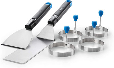 Breakfast Toolset   4 Egg Rings, Spatula, Chopper/Scraper, Heat Resistant Handle