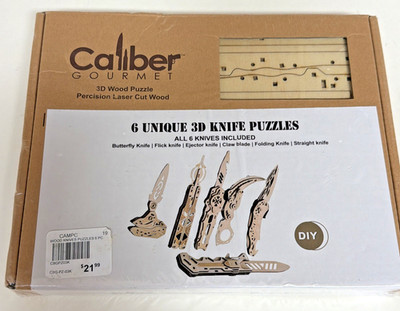 Caliber Gourmet 3D Wood Puzzle Set - 6 Unique Knife Puzzles -CBGPZ03K New Sealed