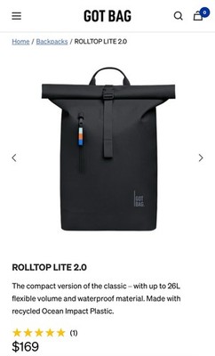 Got Bag Rolltop Backpack Water Resistant Laptop Backpack In black