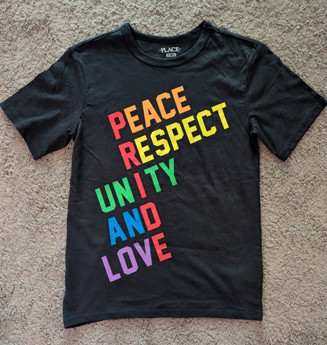 PRIDE Anagram youth size medium (7/8) pride tee, ships next business day