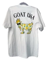 Goat USA Pinapple T-shirt White Men’s L Crew Neck Cotton Blend Made In USA