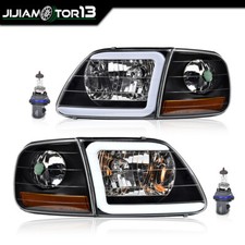 Led Drl Headlights Corner Fit 1997-2004 Ford F150 Expedition Clear Blackamber